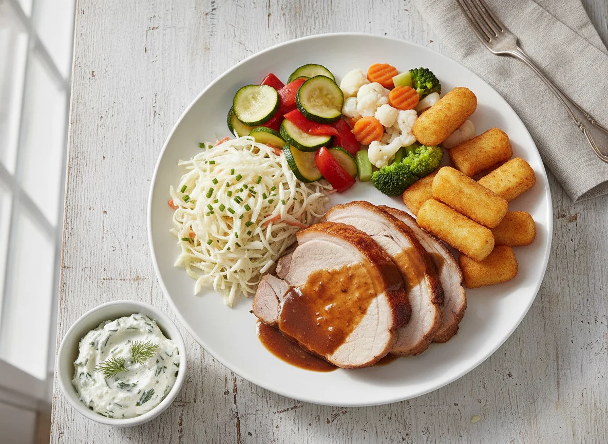 Braten mit Beilagen photo