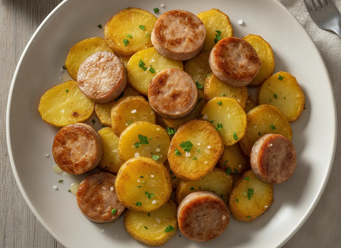 Bratkartoffeln mit Fleischwurst photo