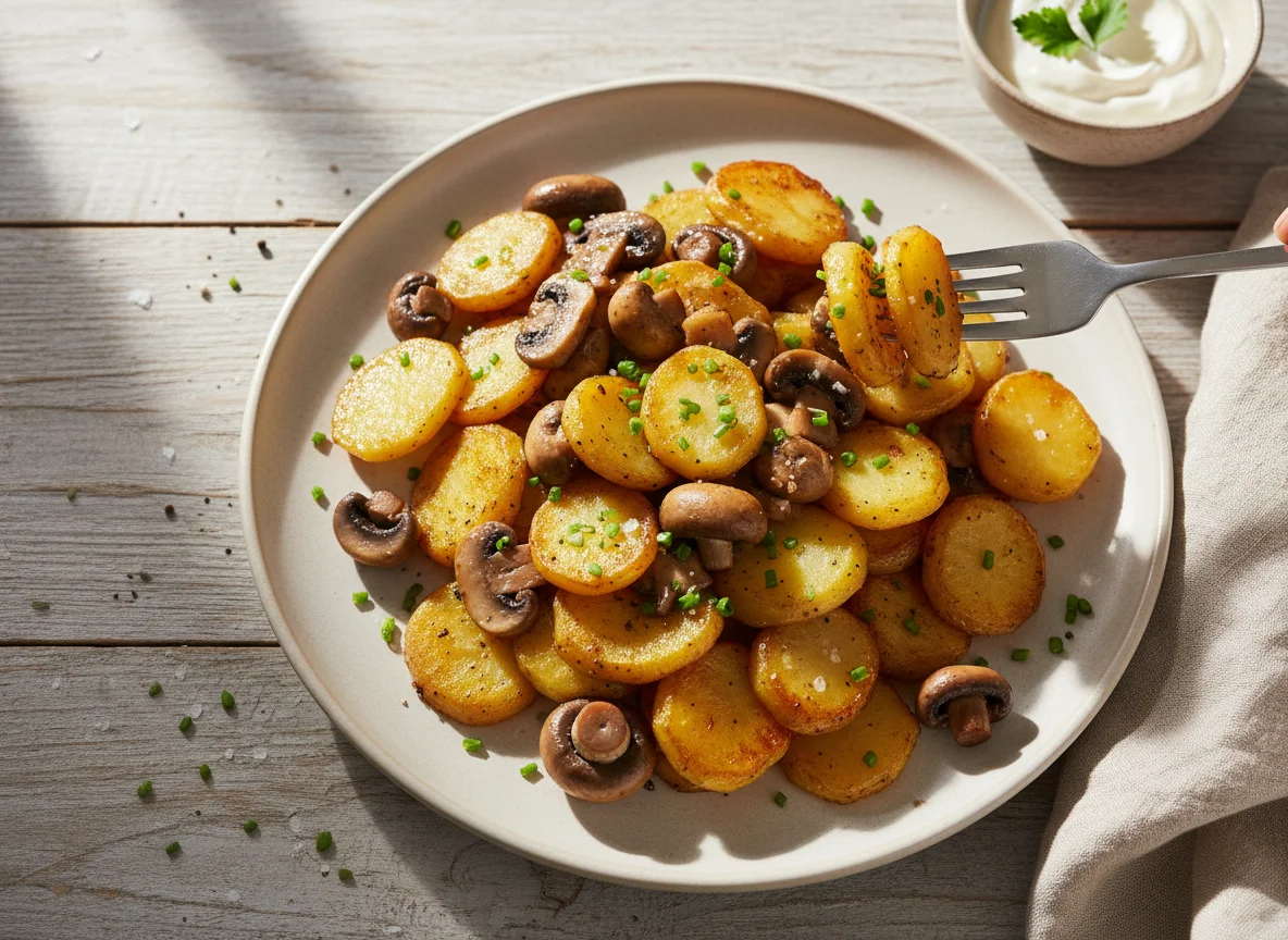 Bratkartoffeln mit Pilzen photo