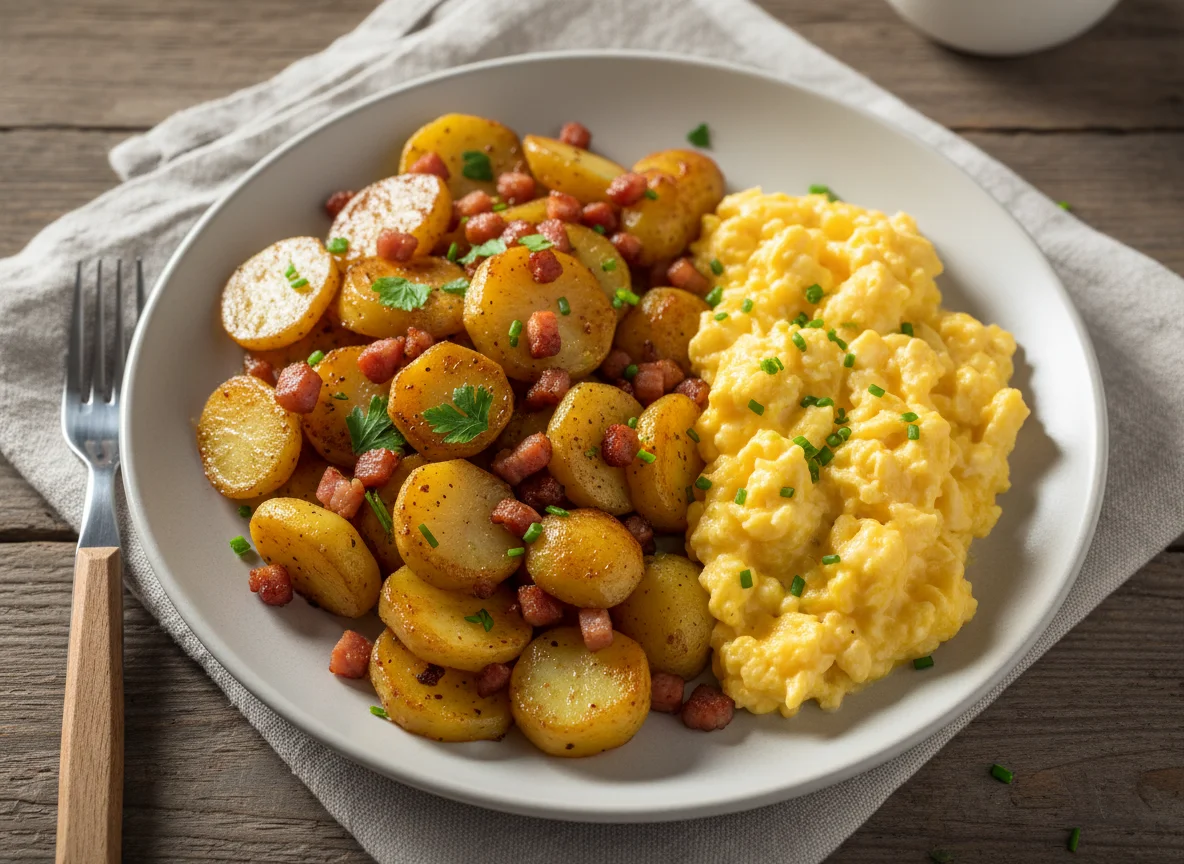 Bratkartoffeln mit Rührei photo