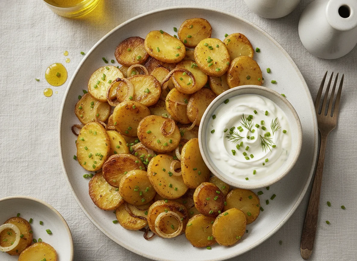 Bratkartoffeln mit Sauerrahm-Dip photo