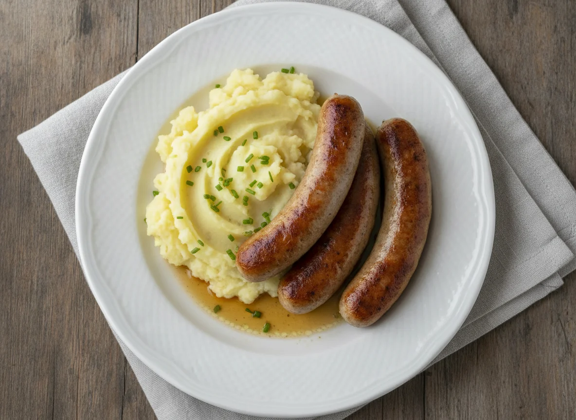 Bratwurst mit Kartoffelstampf photo
