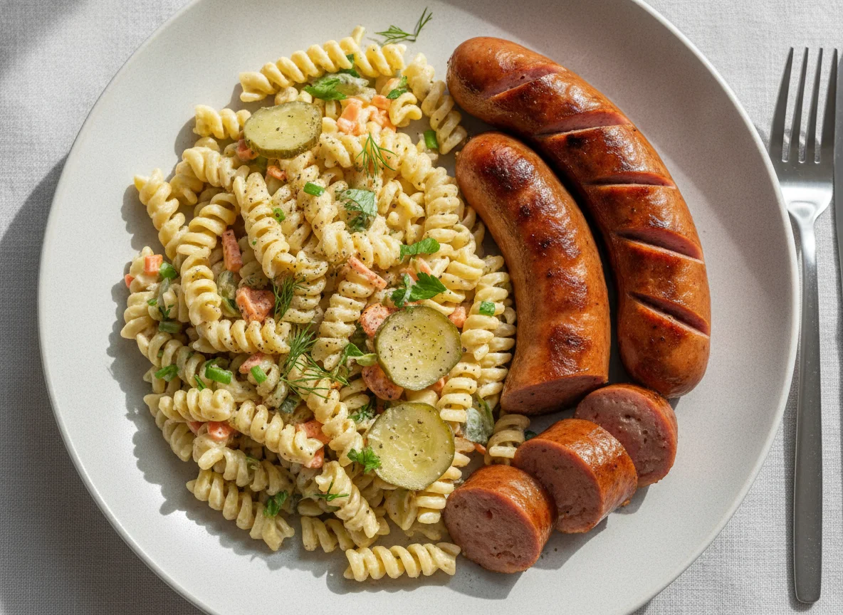 Bratwurst mit Nudelsalat photo