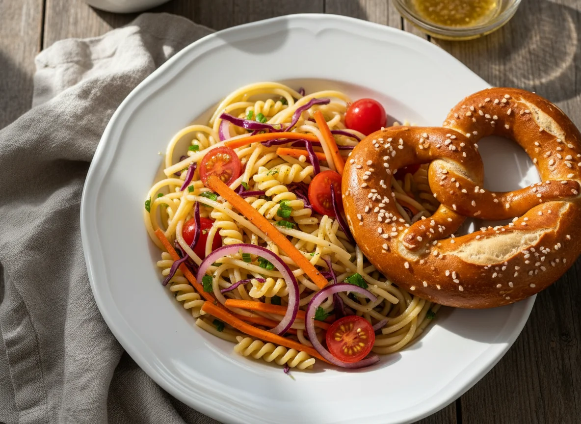 Brezel und Nudelsalat photo