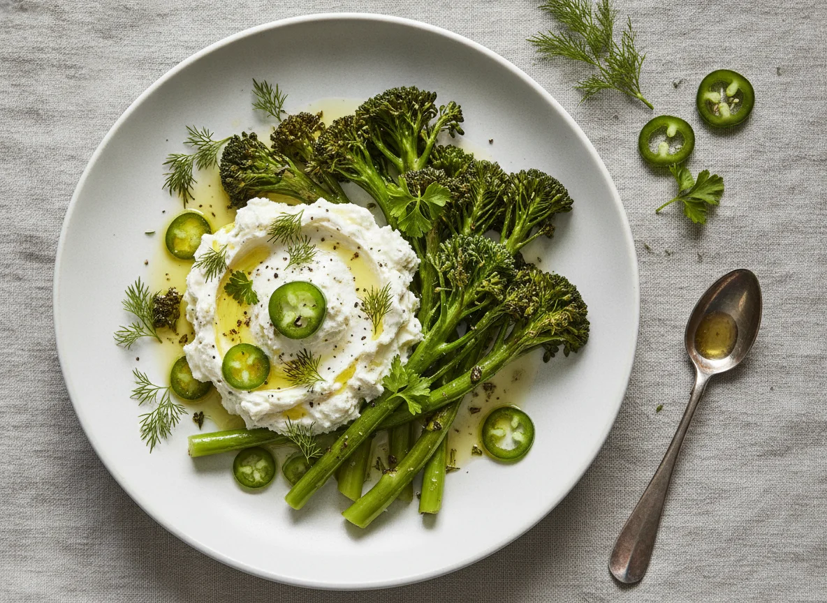 Brokkoli mit Frischkäse und Jalapeños photo