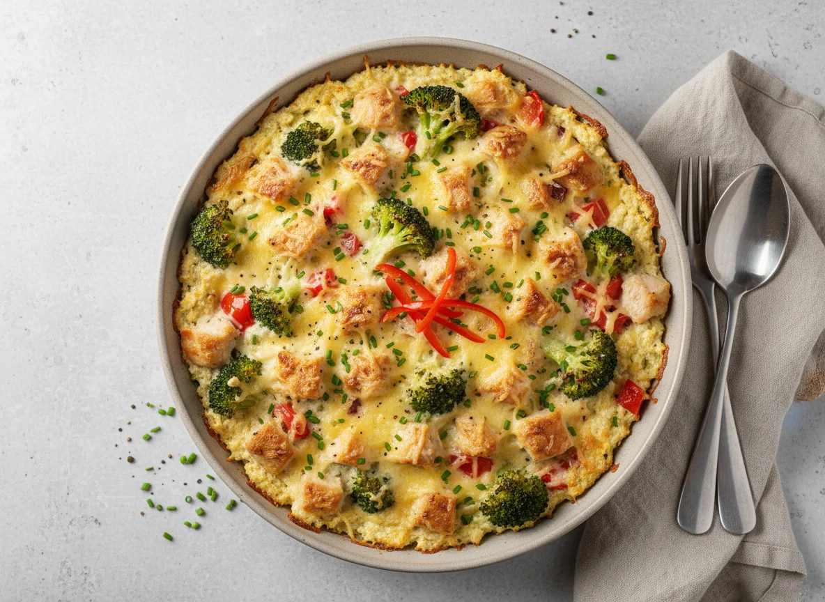 Brokkoli-Hähnchen-Auflauf mit Magerquark und Käse photo