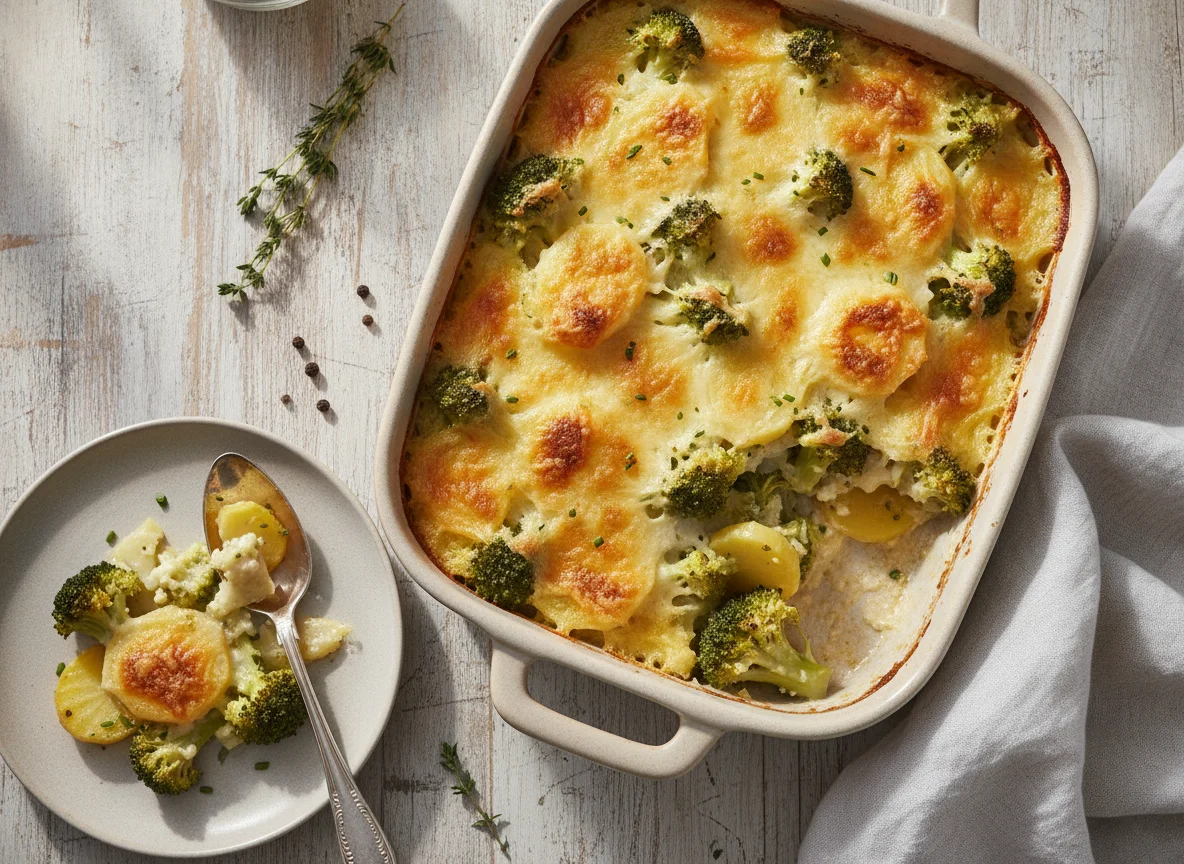 Brokkoli-Kartoffel-Auflauf mit Sahnesauce photo