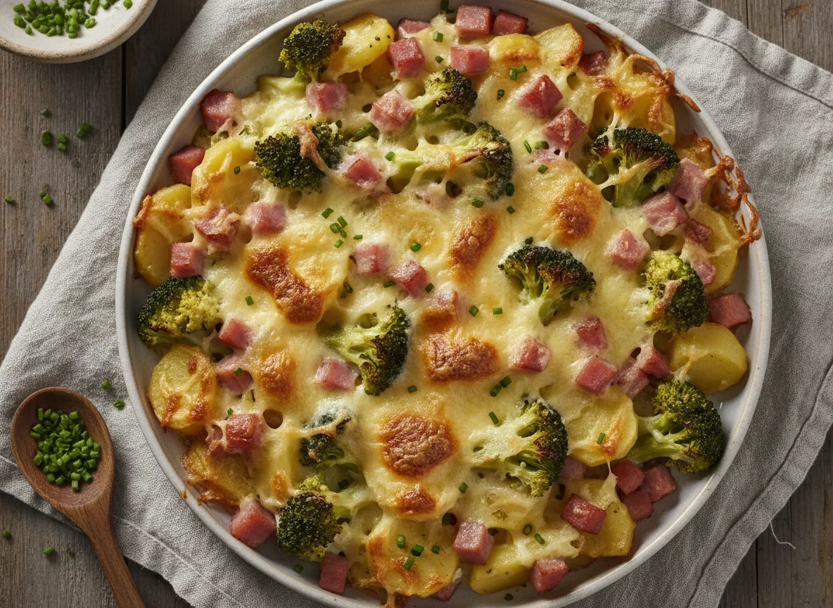 Brokkoli-Kartoffel-Auflauf mit Schinken photo