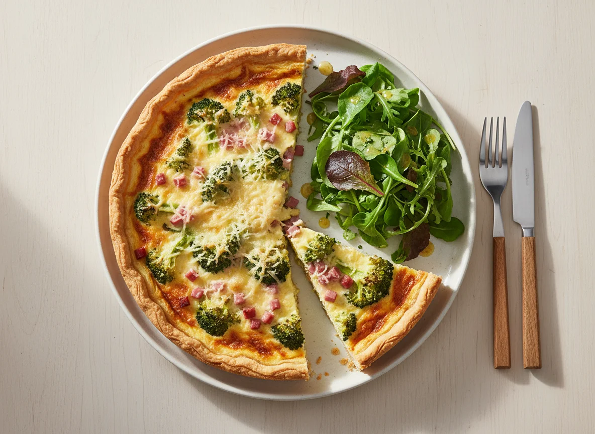 Brokkoli-Quiche mit Beilagensalat photo