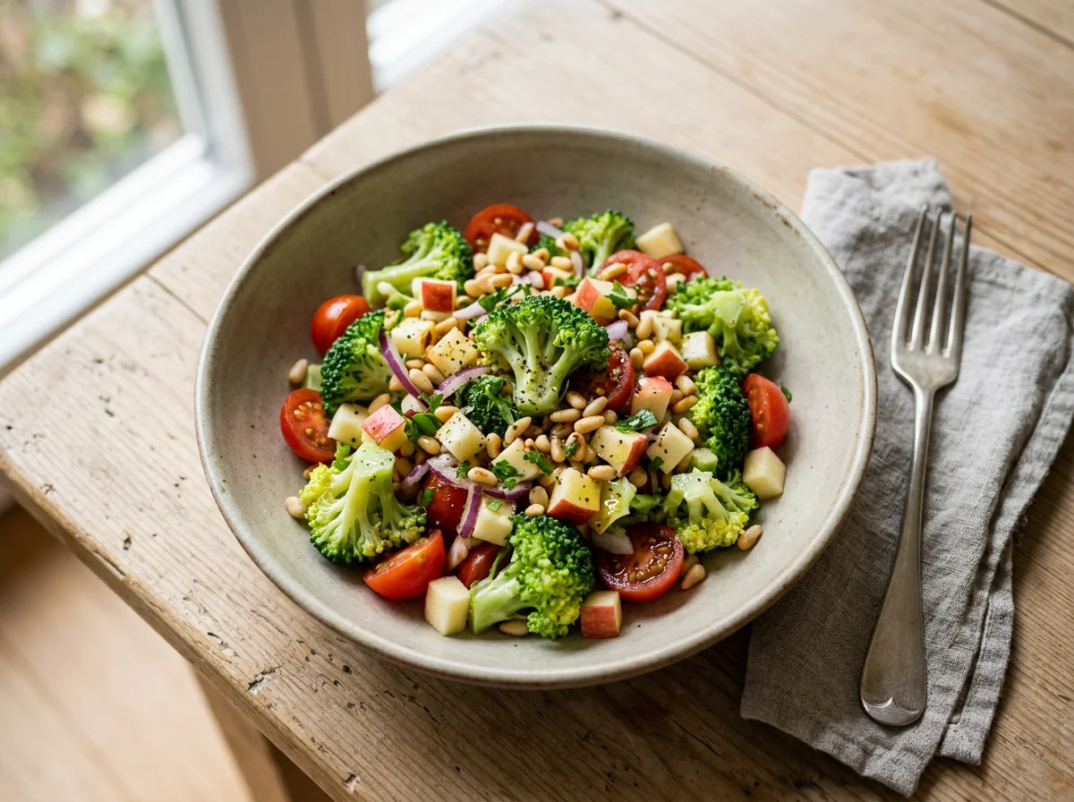 Brokkolisalat mit Pinienkernen photo