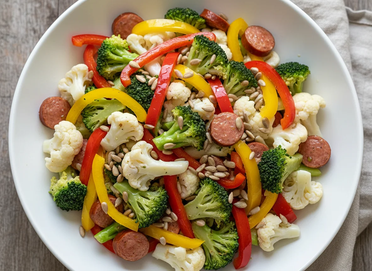 Brokkolisalat mit Würstchen photo