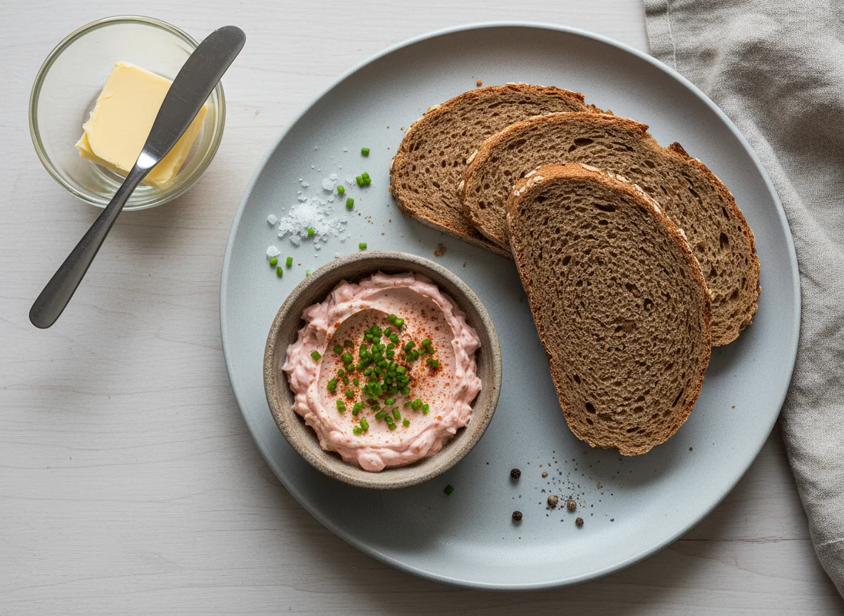 Brot mit Aufstrich und Butter photo