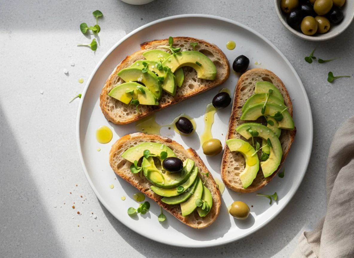 Brot mit Avocado und Olivenöl photo