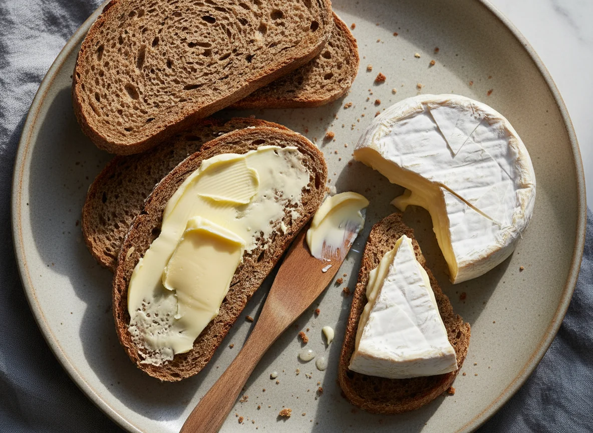 Brot mit Butter und Camembert photo
