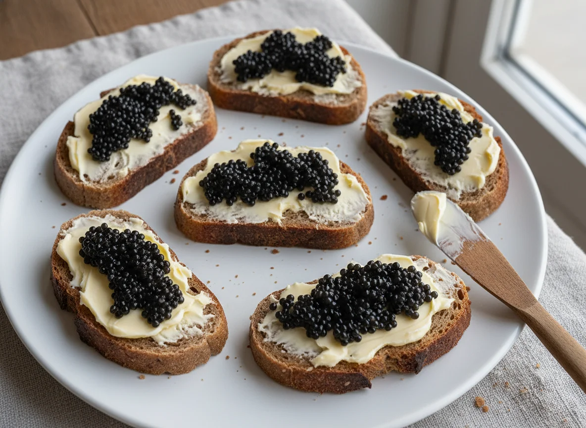 Brot mit Butter und Kaviar photo