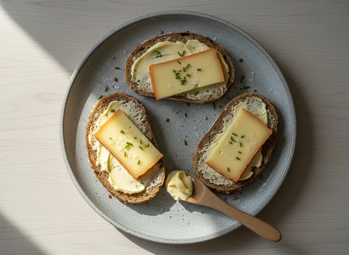 Brot mit Butter und Weichkäse photo