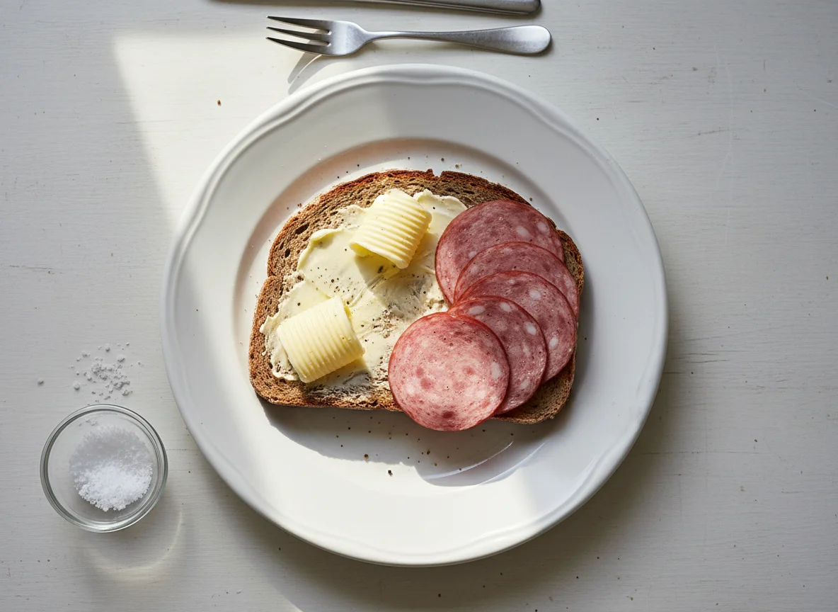 Brot mit Butter und Wurst photo