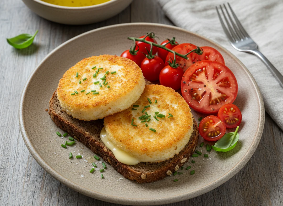 Brot mit Camembert und Tomaten photo