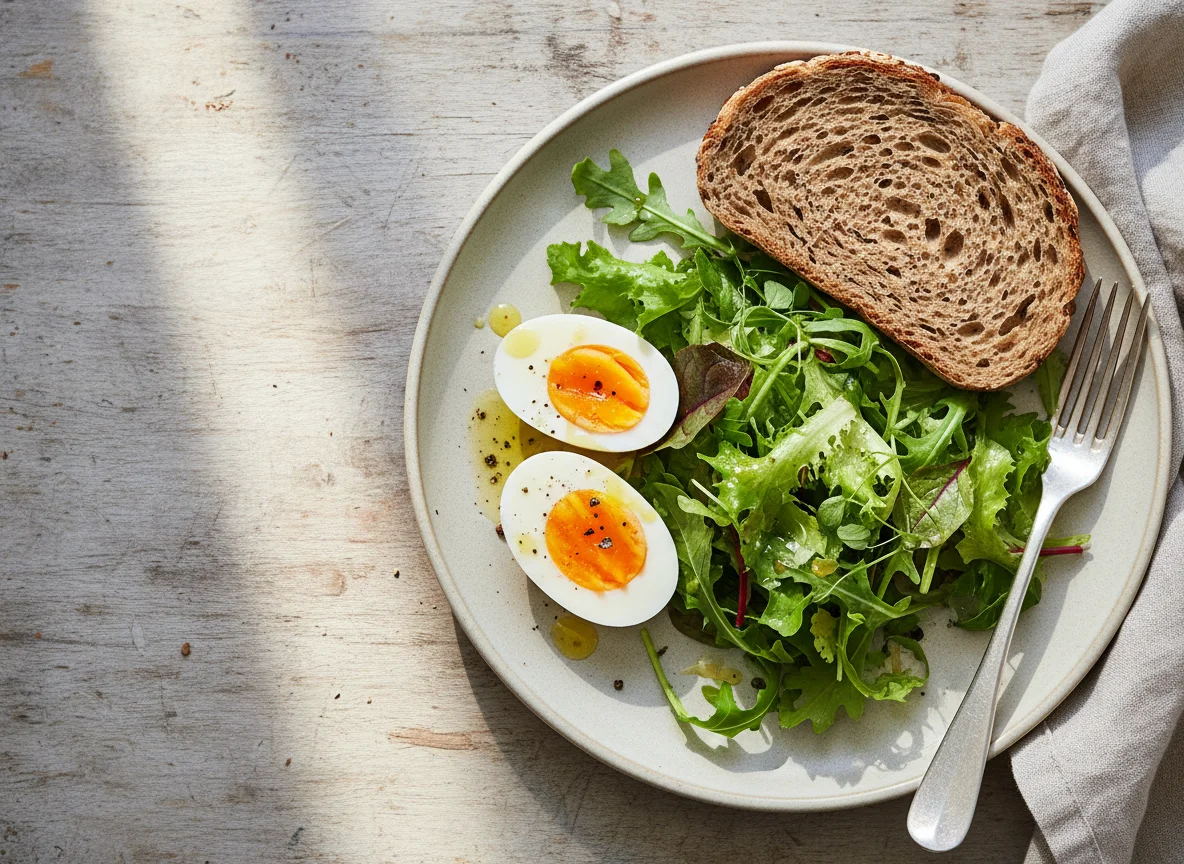 Brot mit Ei und Salat photo