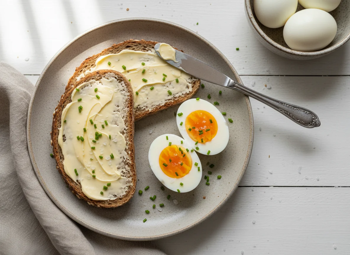 Brot mit gekochten Eiern photo