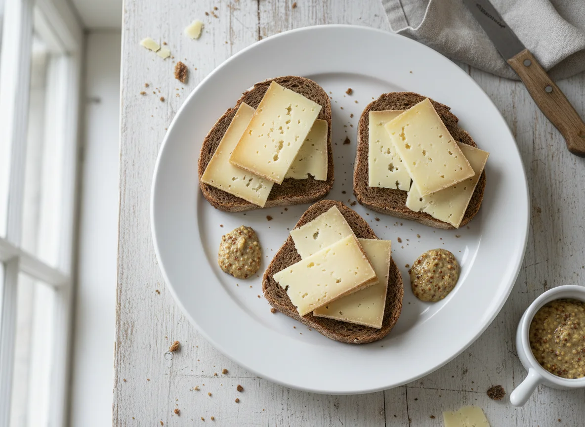 Brot mit Käse und Senf photo