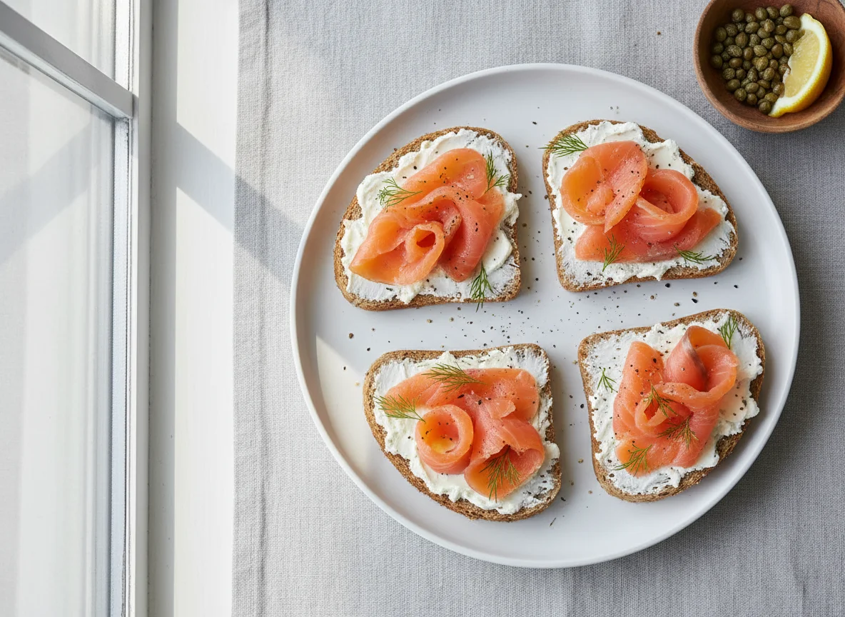 Brot mit Lachs und Frischkäse photo