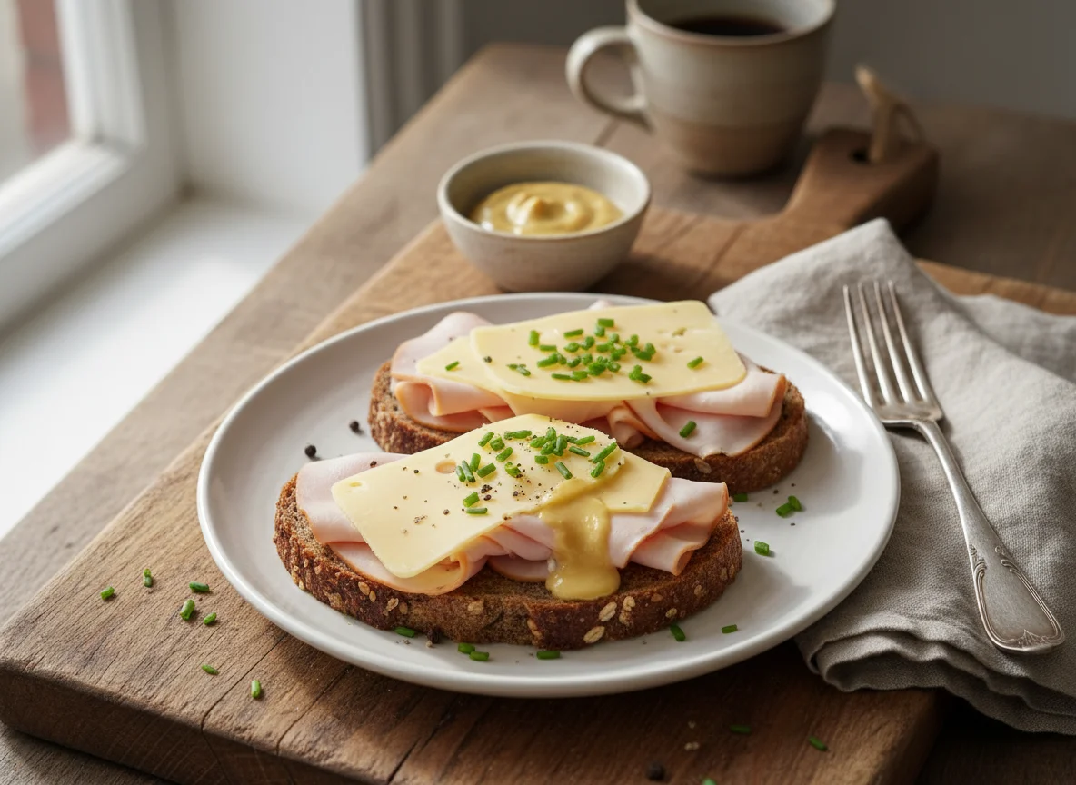 Brot mit Putenbrust und Käse photo