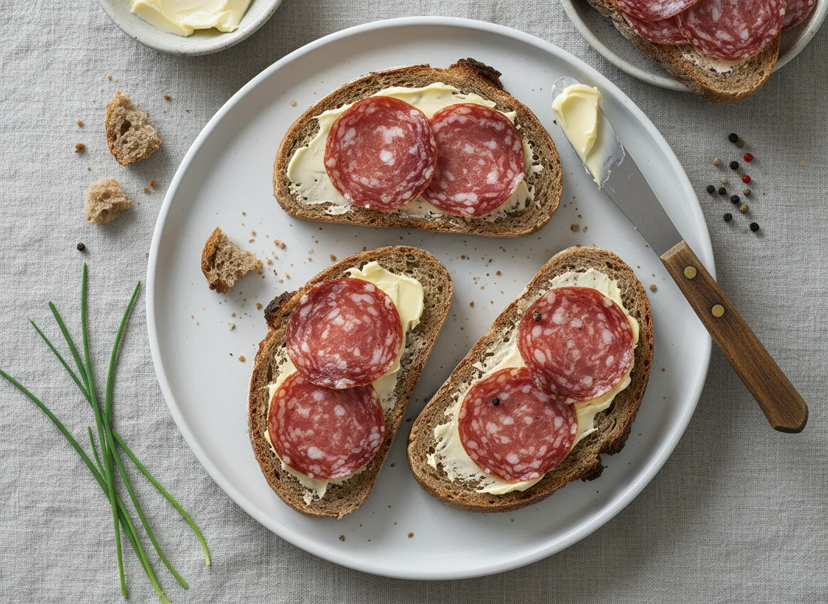 Brot mit Salami photo