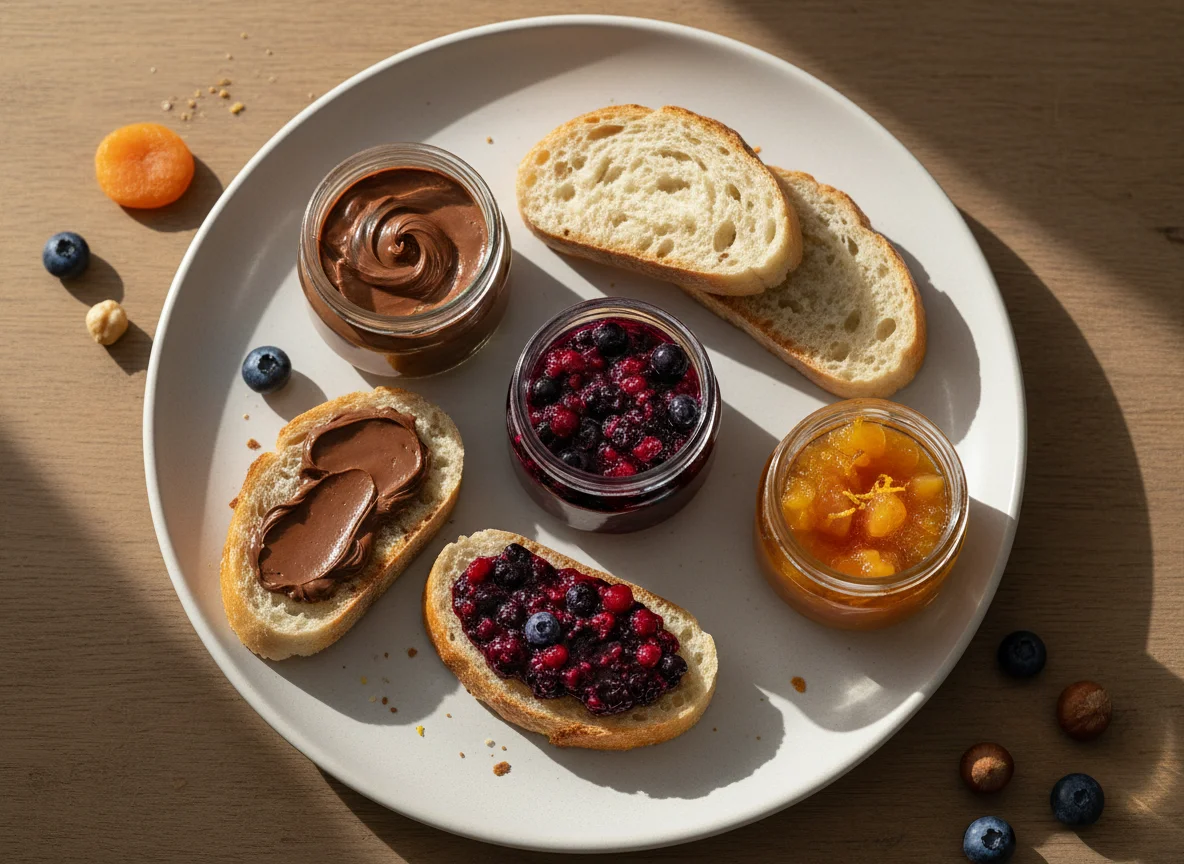 Brot mit verschiedenen Aufstrichen photo