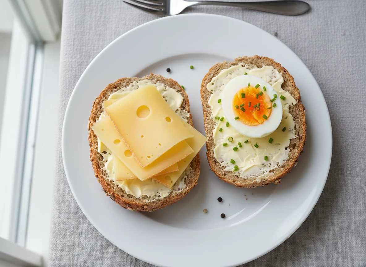 Brötchen mit Ei und Käse photo