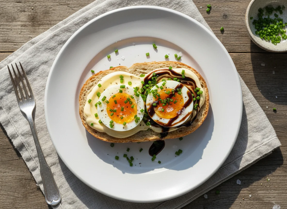 Brötchen mit Ei und Sauce photo