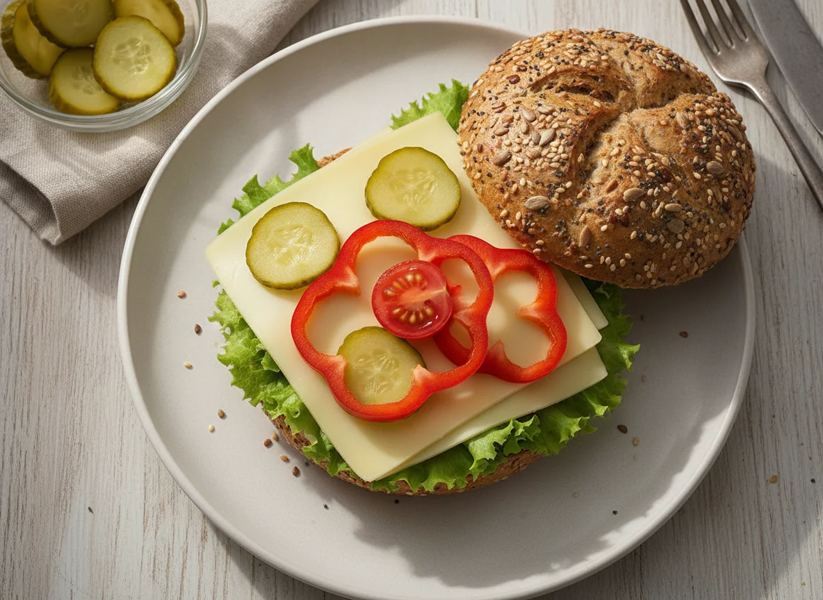 Brötchen mit Käse und Gemüse photo