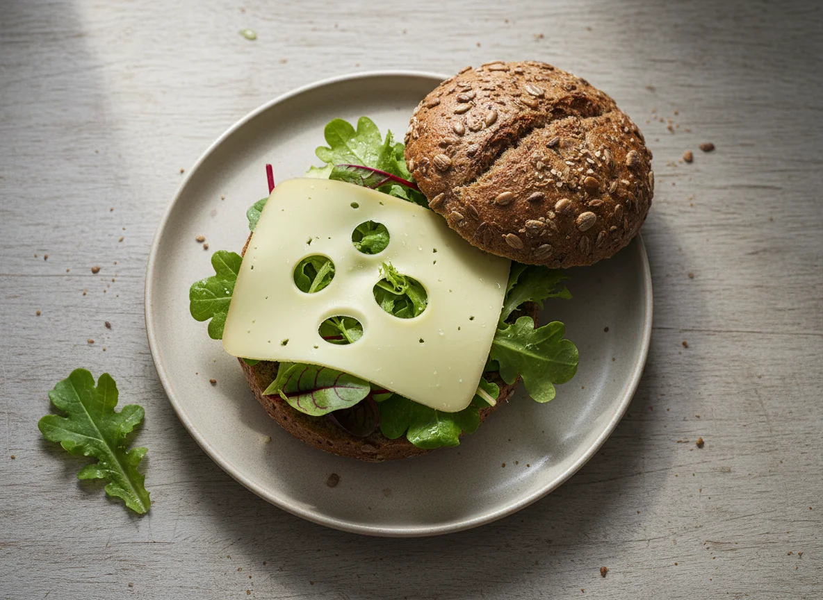 Brötchen mit Käse und Salat photo
