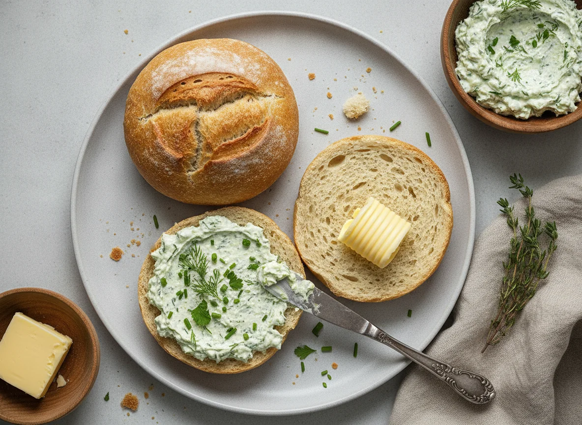Brötchen mit Kräuterquark photo