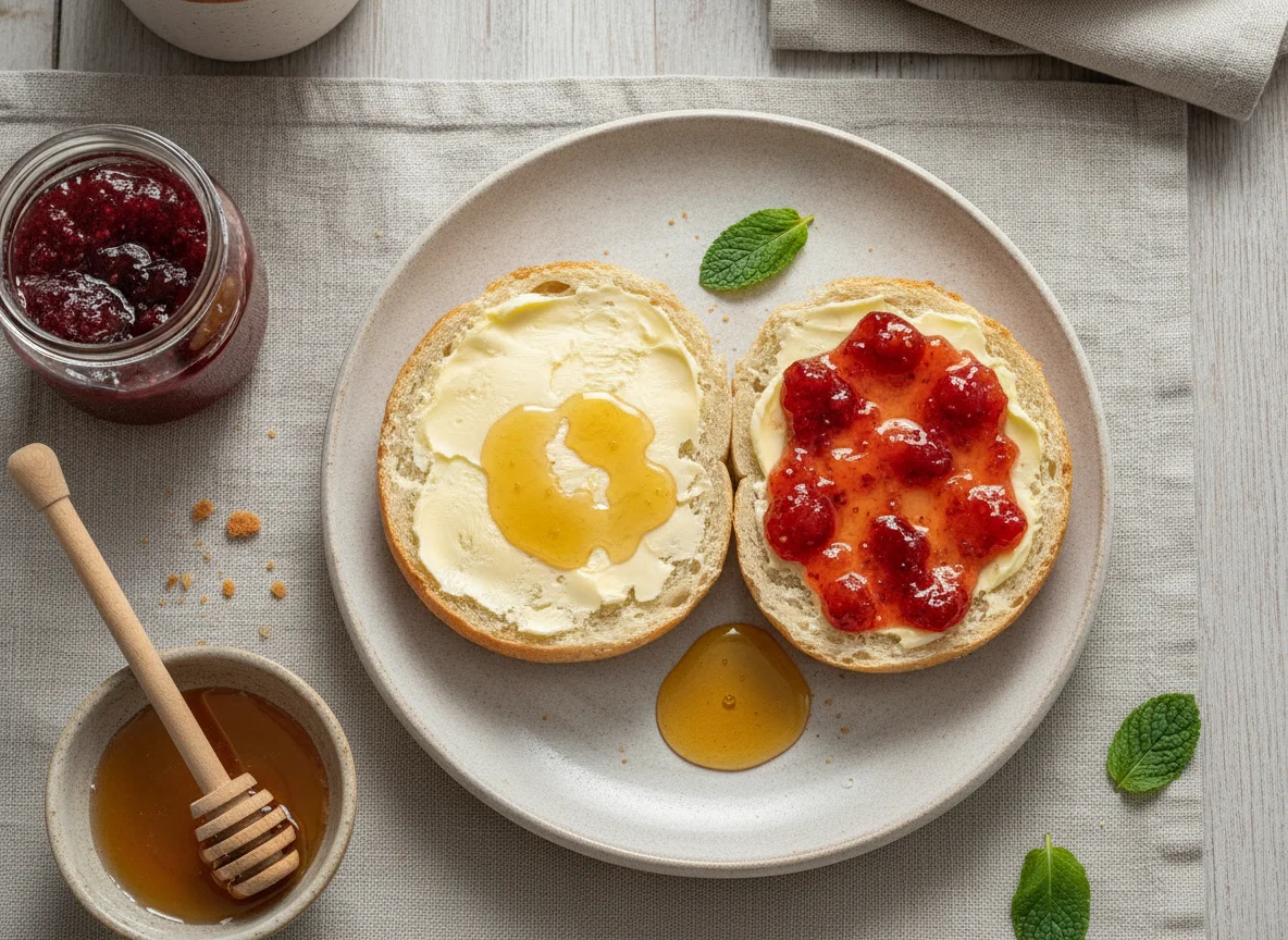 Brötchen mit Marmelade und Honig photo