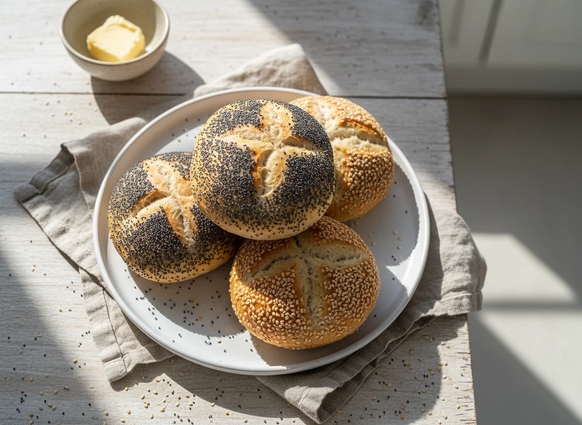 Brötchen mit Mohn und Sesam photo