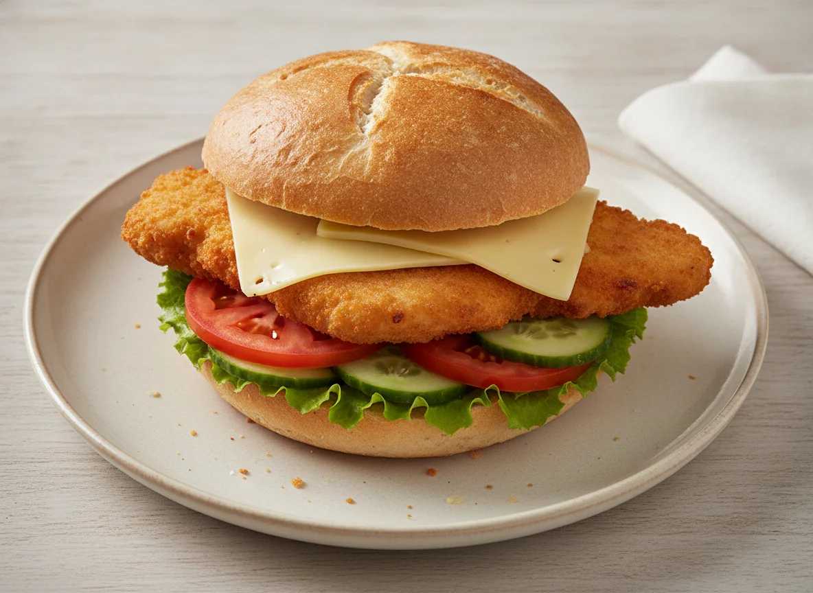 Brötchen mit paniertem Hähnchen photo
