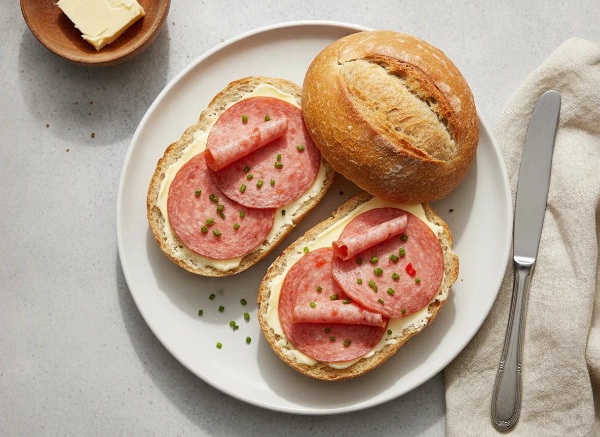 Brötchen mit Paprikalyoner photo
