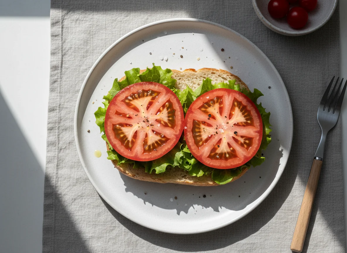 Brötchen mit Tomate und Salat photo
