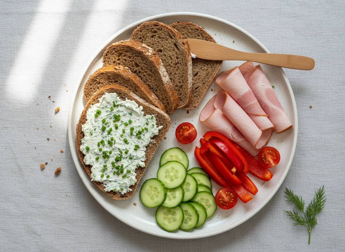 Brotzeit mit Aufschnitt und Gemüse photo