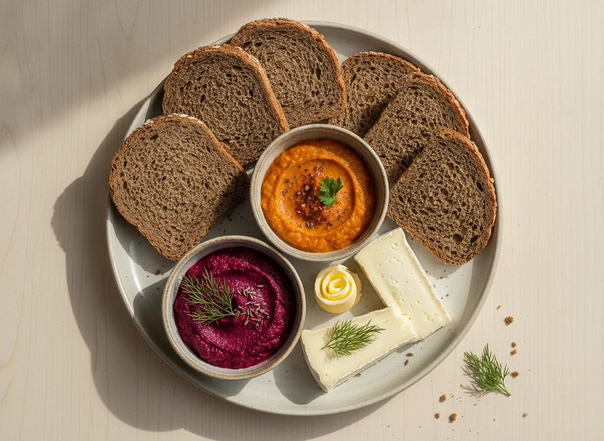 Brotzeit mit Aufstrichen und Käse photo