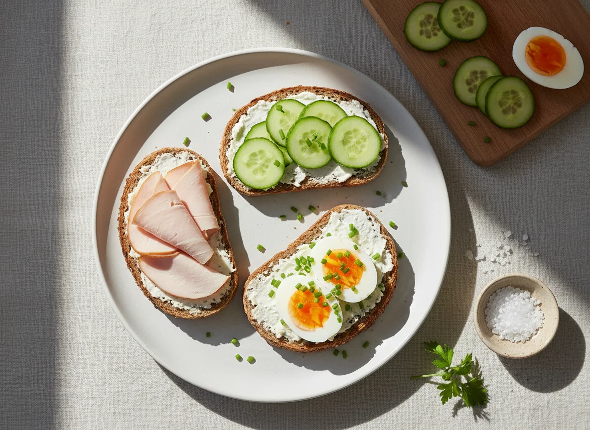 Brotzeit mit Ei und Gurke photo