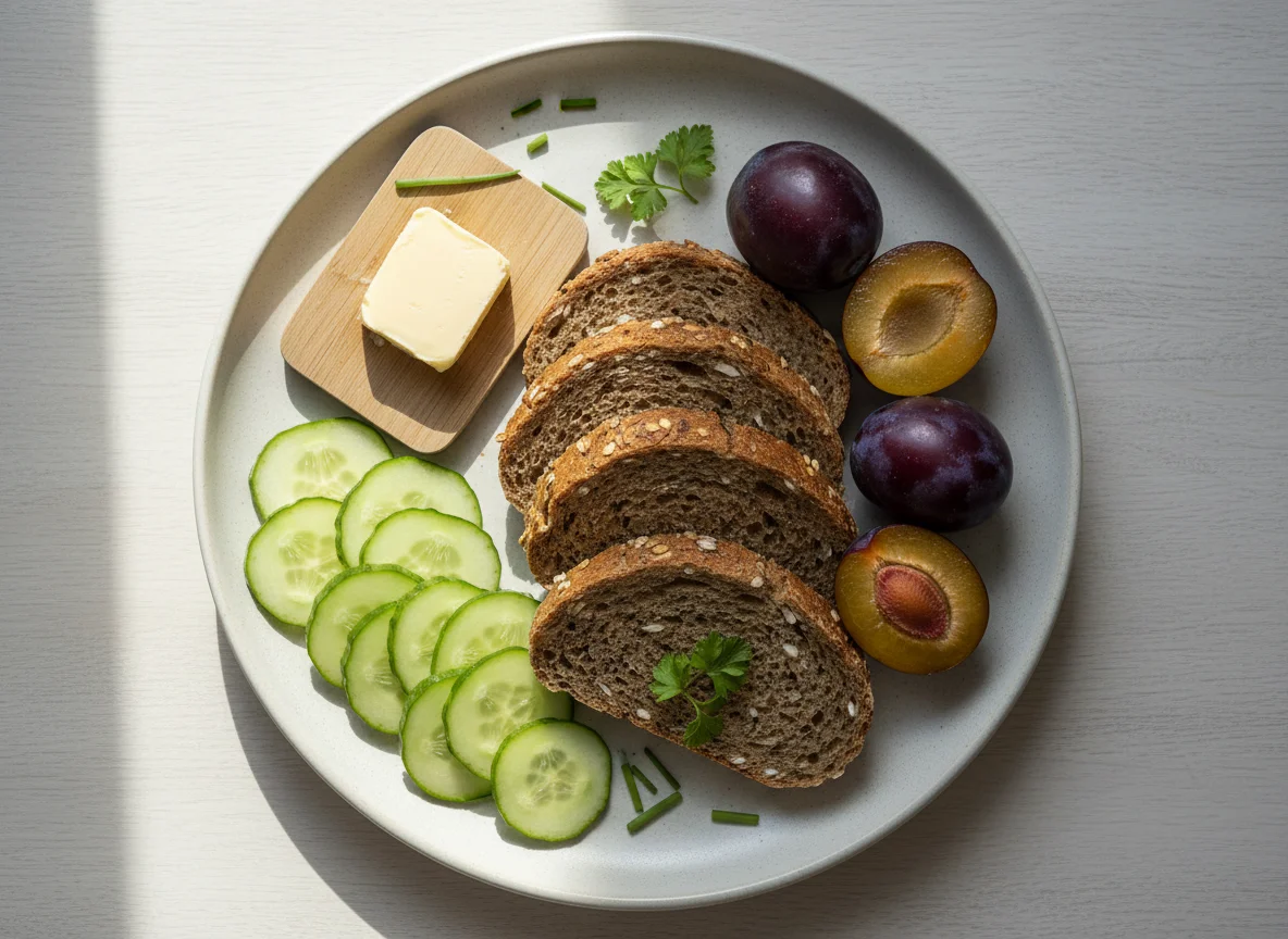 Brotzeit mit Obst und Gemüse photo