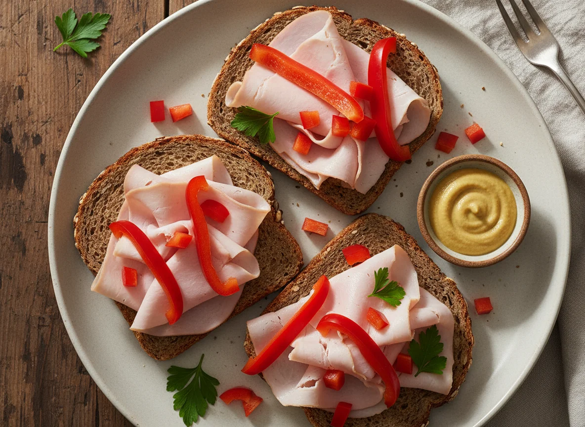 Brotzeit mit Schinken und Paprika photo