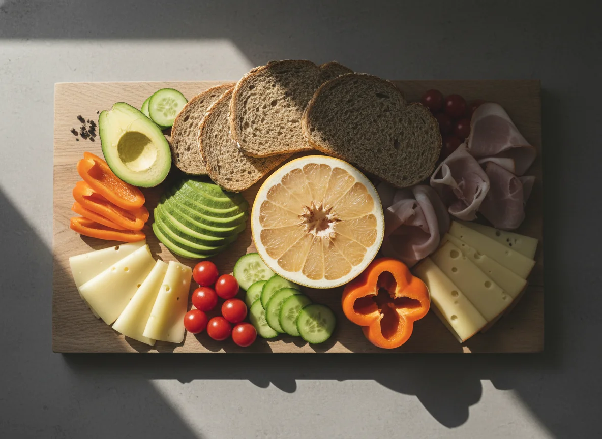 Brotzeitplatte mit Pomelo photo