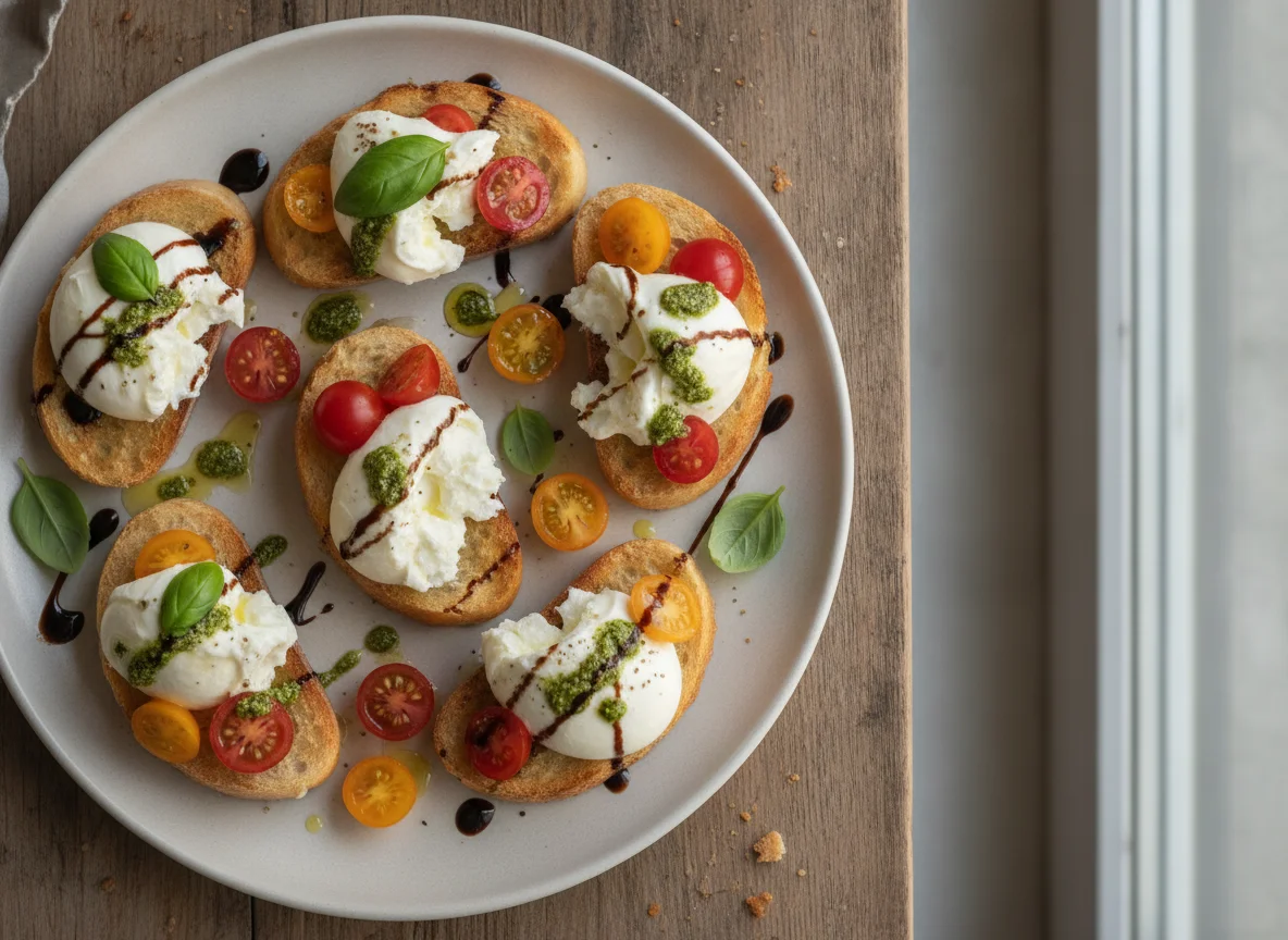 Bruschetta mit Burrata und Kirschtomaten photo