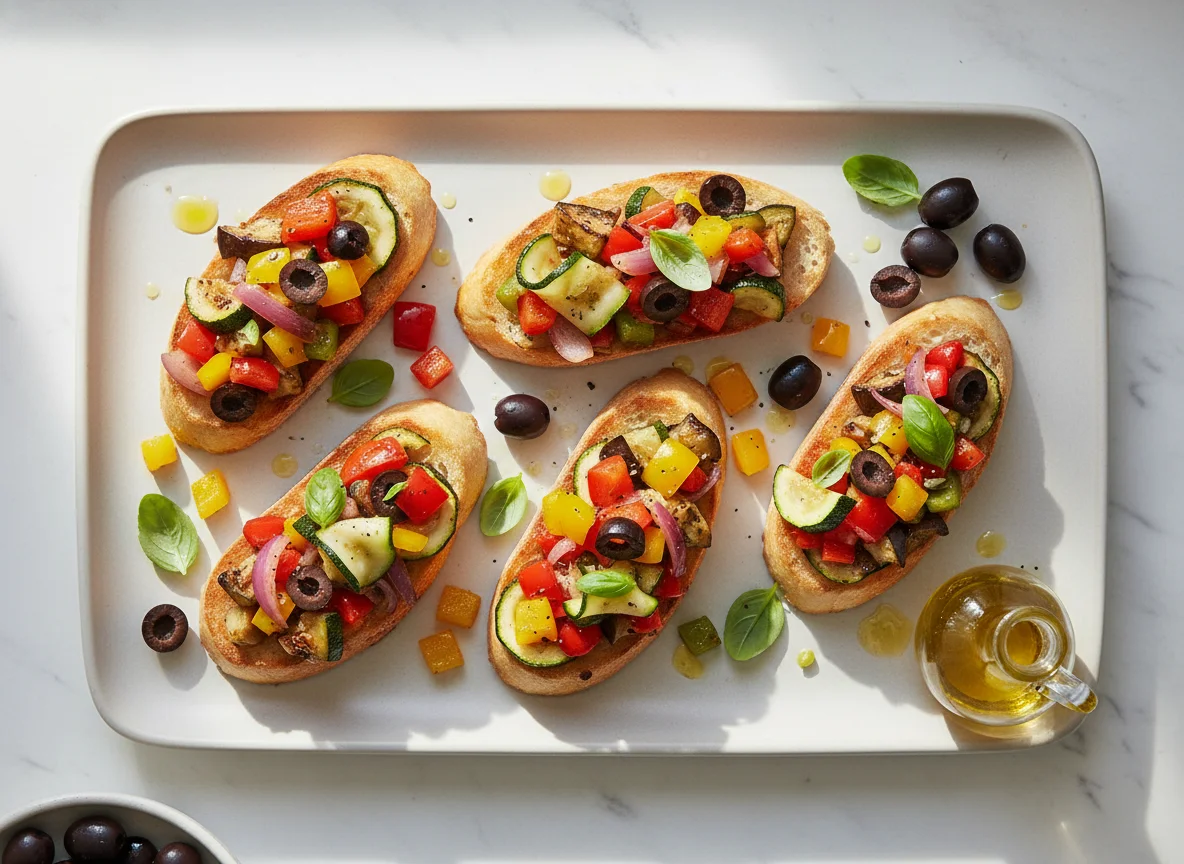 Bruschetta mit mediterranem Gemüse photo