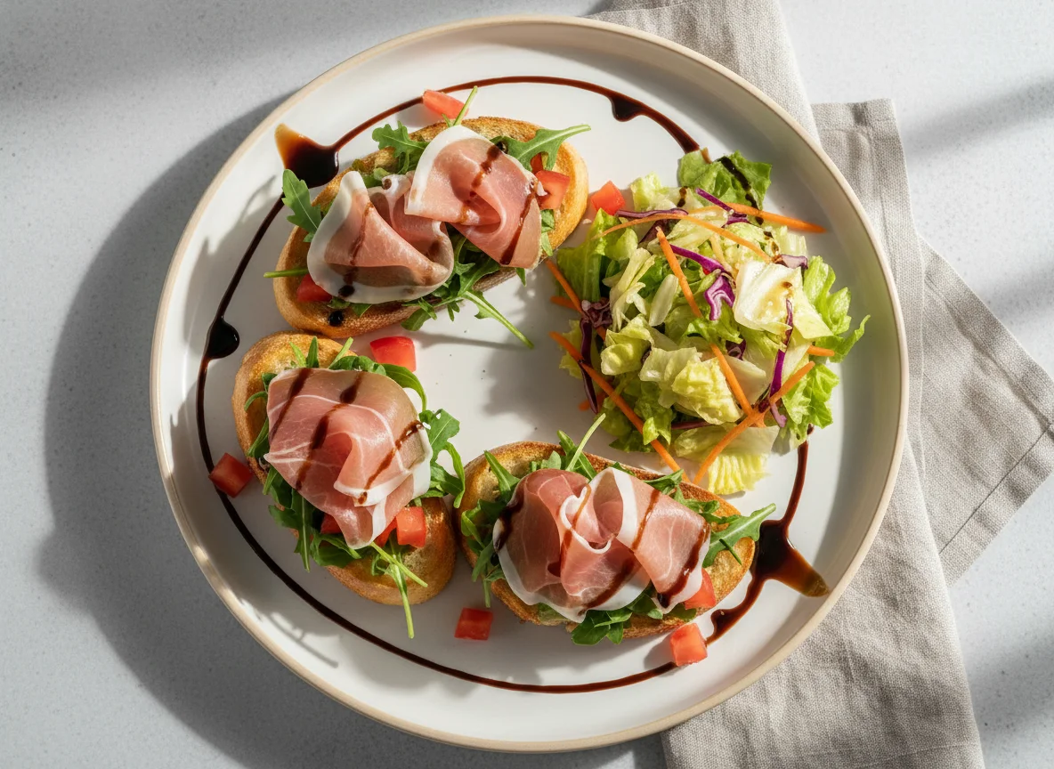 Bruschetta mit Rucola und Parmaschinken photo