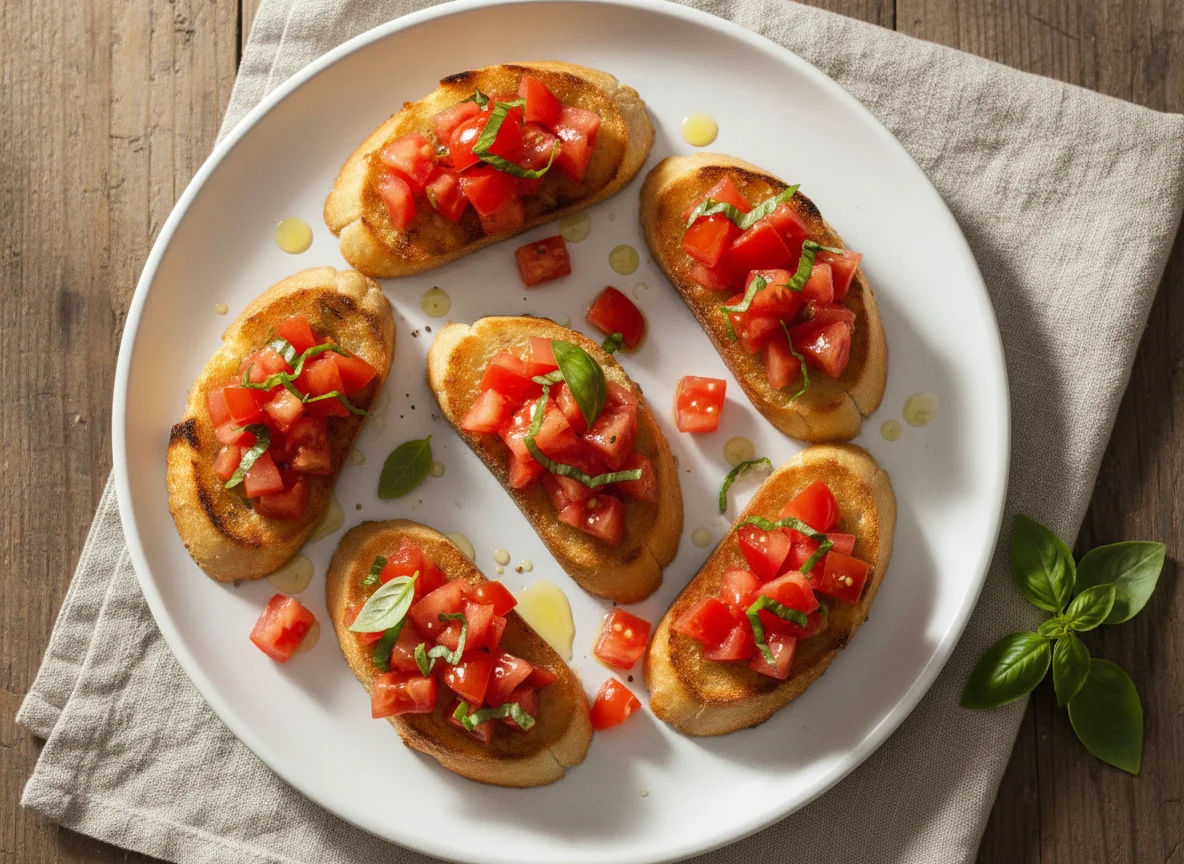 Bruschetta mit Tomaten und Basilikum photo