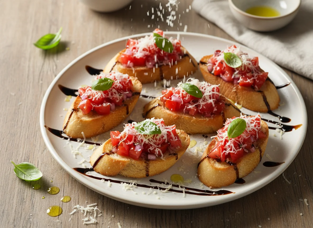 Bruschetta mit Tomaten und Parmesan photo